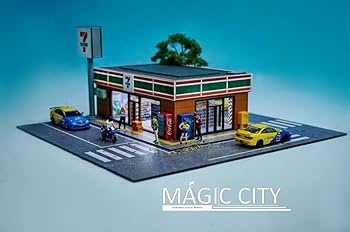 Magic　City　1／64ジオラマ　4個セット Amazon | 1/64 magic city ジオラマ セブンイレブン コンビニ ミニカー